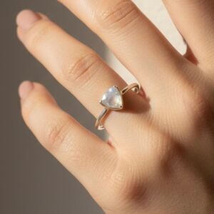 Tucson Gem Show ​Handmade Sterling Silver Triangle Rainbow Moonstone Ring 9